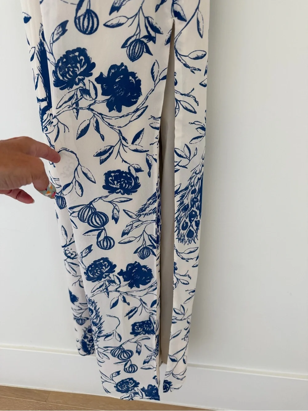 Abercrombie & Fitch Cream Maxi Slip Dress with Navy Floral Print